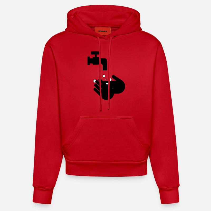 Lavez-vous les mains - Sweat à capuche bio ajusté fabriqué en UE - rouge