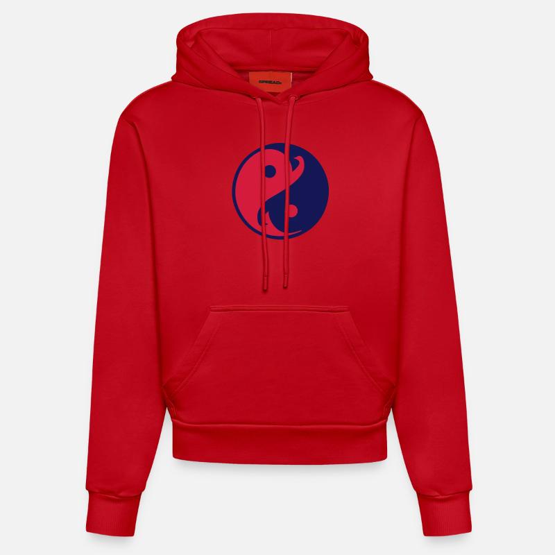 yin_yang_vec_2 fr - Sweat à capuche bio ajusté fabriqué en UE - rouge
