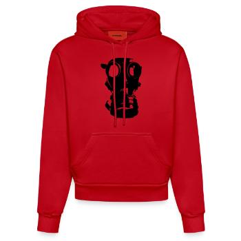 masque à gaz, le crâne, le crâne, la protection - Sweat à capuche bio ajusté fabriqué en UE - rouge - Devant