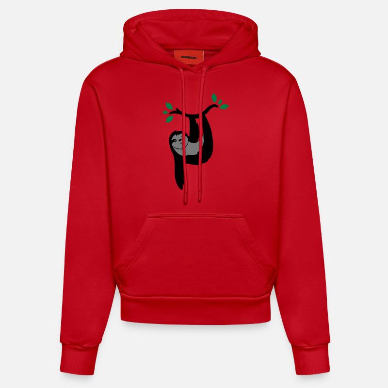 faultier_02 - Organic Fitted Hoodie Made in EU - Rot