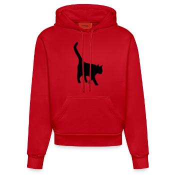 black cat - Organic Fitted Hoodie Made in EU - red - Front