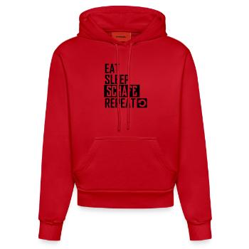 eat sleep schafe repeat - Organic Fitted Hoodie Made in EU - Rot - Vorne