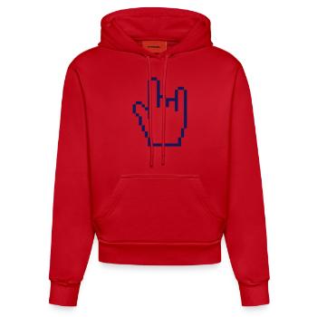 Mano cornuta - Organic Fitted Hoodie Made in EU - red - Front
