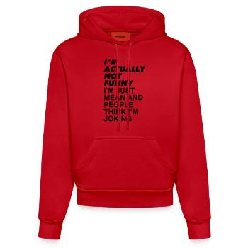 JE NE SUIS PAS DRÔLE - Sweat à capuche bio ajusté fabriqué en UE - rouge - Devant