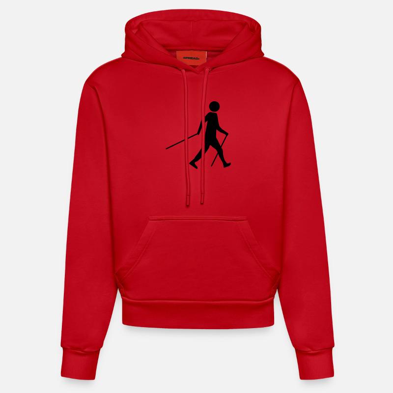 Nordic Walker - Wandern - Spazieren - Sweat à capuche bio ajusté fabriqué en UE - rouge