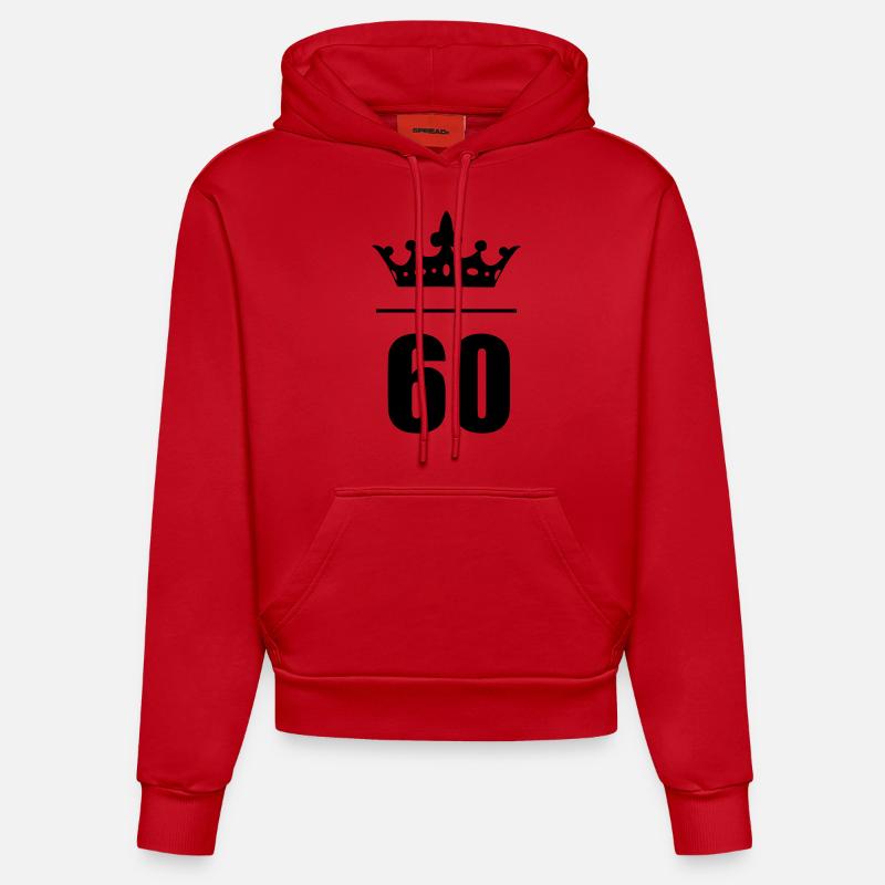 60 ans d'anniversaire - Sweat à capuche bio ajusté fabriqué en UE - rouge