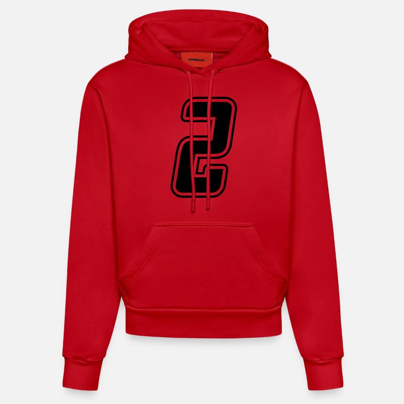 numero 2 - Sweat à capuche bio ajusté fabriqué en UE - rouge