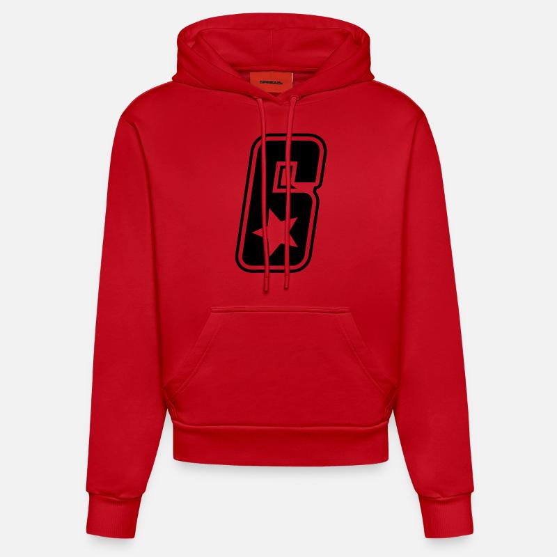 N ° 6 - Sweat à capuche bio ajusté fabriqué en UE - rouge