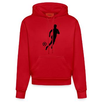 fussballer fussball silhouette - Organic Fitted Hoodie Made in EU - Rot - Vorne