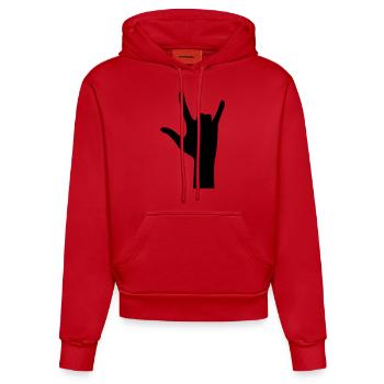 hand rock symbol - Organic Fitted Hoodie Made in EU - Rot - Vorne