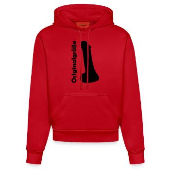 Penis Originalgröße - Organic Fitted Hoodie Made in EU - Rot - Vorne