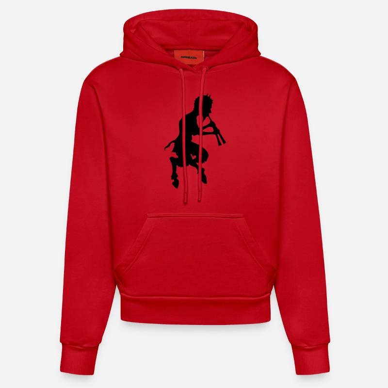 pan faune devil devil - Sweat à capuche bio ajusté fabriqué en UE - rouge