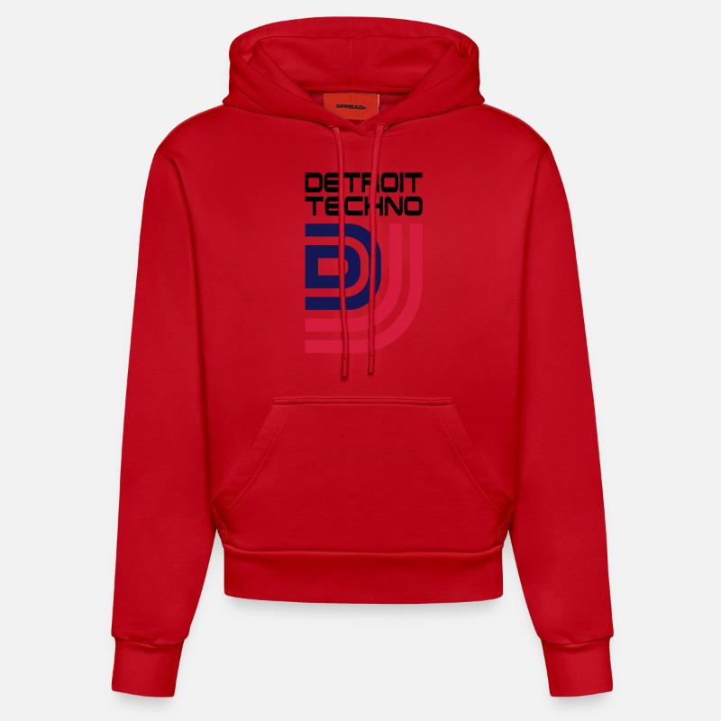 DJ__V010 - Sweat à capuche bio ajusté fabriqué en UE - rouge