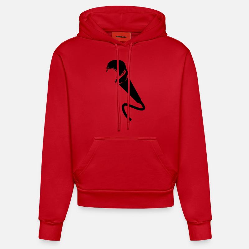 microphone - Sweat à capuche bio ajusté fabriqué en UE - rouge