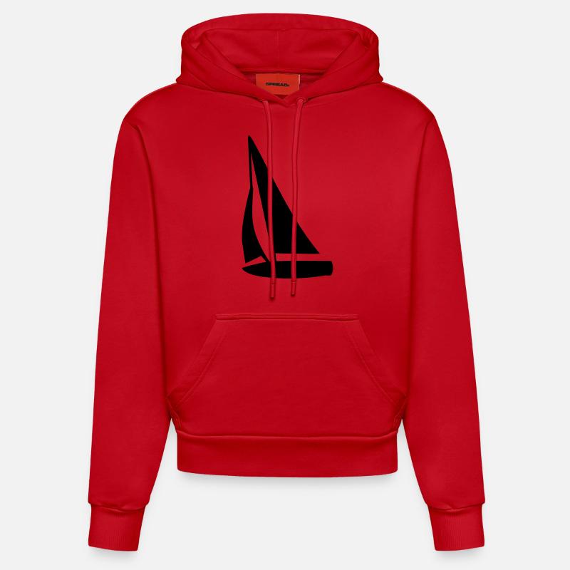 Bateau - Sweat à capuche bio ajusté fabriqué en UE - rouge