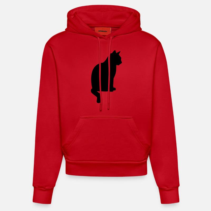 Chat - Sweat à capuche bio ajusté fabriqué en UE - rouge