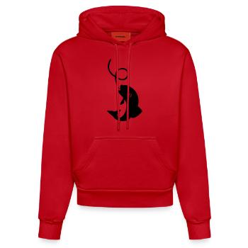 Fish Fishing - Organic Fitted Hoodie Made in EU - red - Front