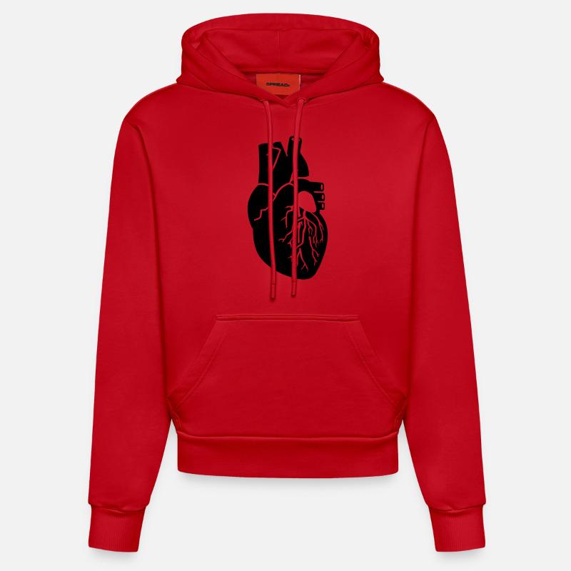 Coeur - Sweat à capuche bio ajusté fabriqué en UE - rouge