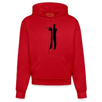 music people flute - Organic Fitted Hoodie Made in EU - red - Front