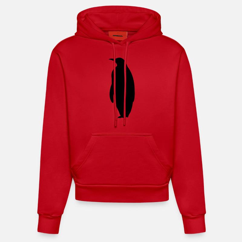 pinguin - Sweat à capuche bio ajusté fabriqué en UE - rouge