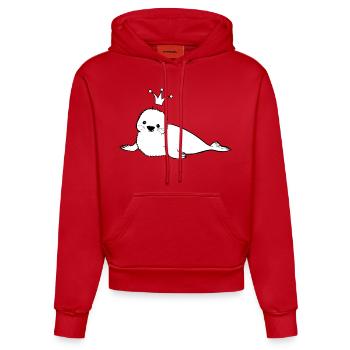 Seal design with crown - Organic Fitted Hoodie Made in EU - red - Front