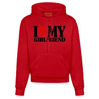 J’aime ma petite amie assortie au cadeau de la Saint-Valentin - Sweat à capuche bio ajusté fabriqué en UE - rouge - Devant