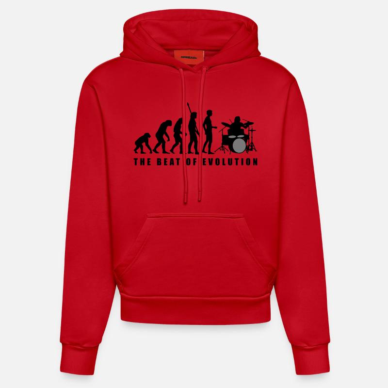 evolution_drummer_c_2c - Sweat à capuche bio ajusté fabriqué en UE - rouge