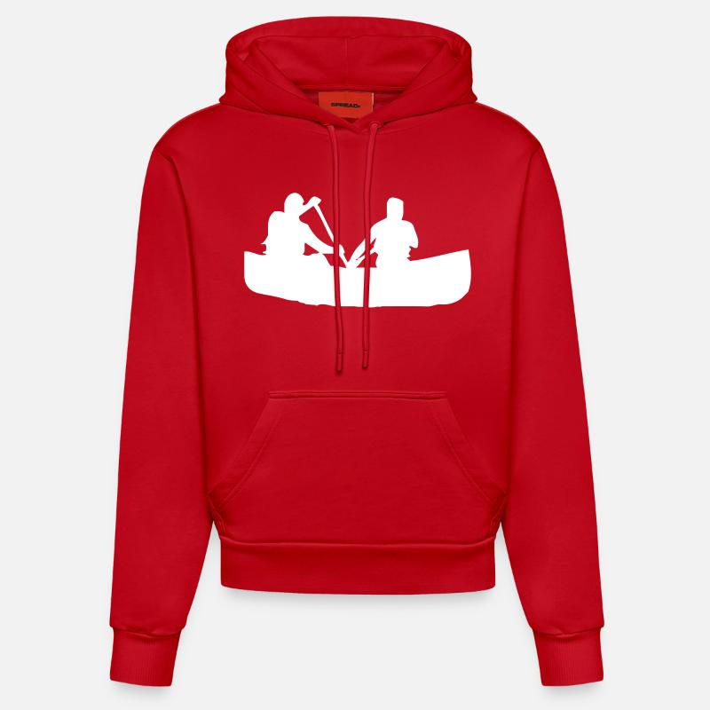 Canoë à rames - Design - Sweat à capuche bio ajusté fabriqué en UE - rouge
