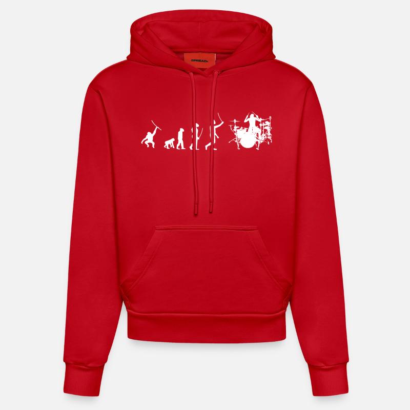 Batteur Evolution - Sweat à capuche bio ajusté fabriqué en UE - rouge