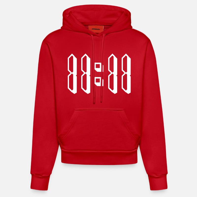11:11 onze heures onze - Sweat à capuche bio ajusté fabriqué en UE - rouge