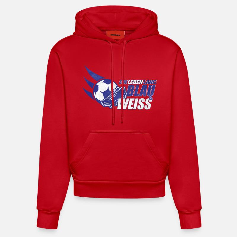 Blau & Weiss ein Leben Lang Geschenkidee - Organic Fitted Hoodie Made in EU - Rot