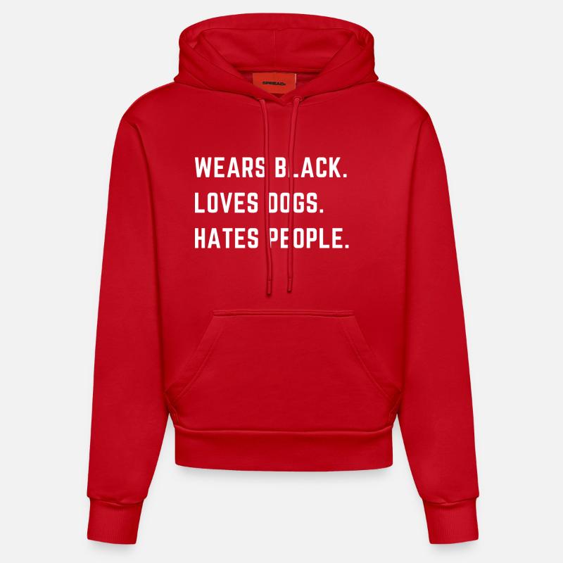 Amant de chien chien disant - Sweat à capuche bio ajusté fabriqué en UE - rouge