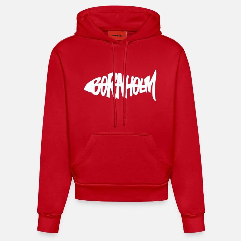 Poisson de Bornholm - Sweat à capuche bio ajusté fabriqué en UE - rouge