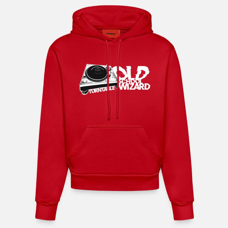 Platine DJ Old School Wizard - Sweat à capuche bio ajusté fabriqué en UE - rouge