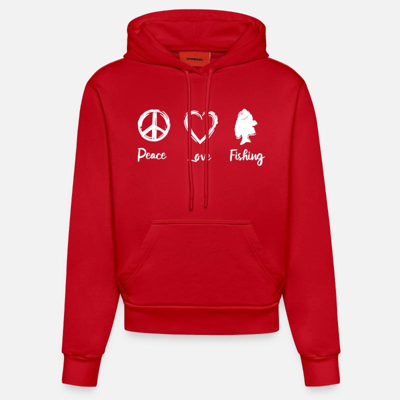 Amour de la pêche - Sweat à capuche bio ajusté fabriqué en UE - rouge