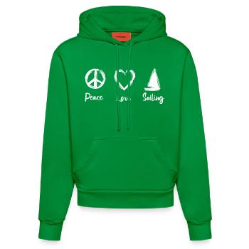 Peace Love Sailing - Organic Fitted Hoodie Made in EU - City Green - Vorne