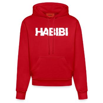 Habibi Schriftzug - Organic Fitted Hoodie Made in EU - Rot - Vorne