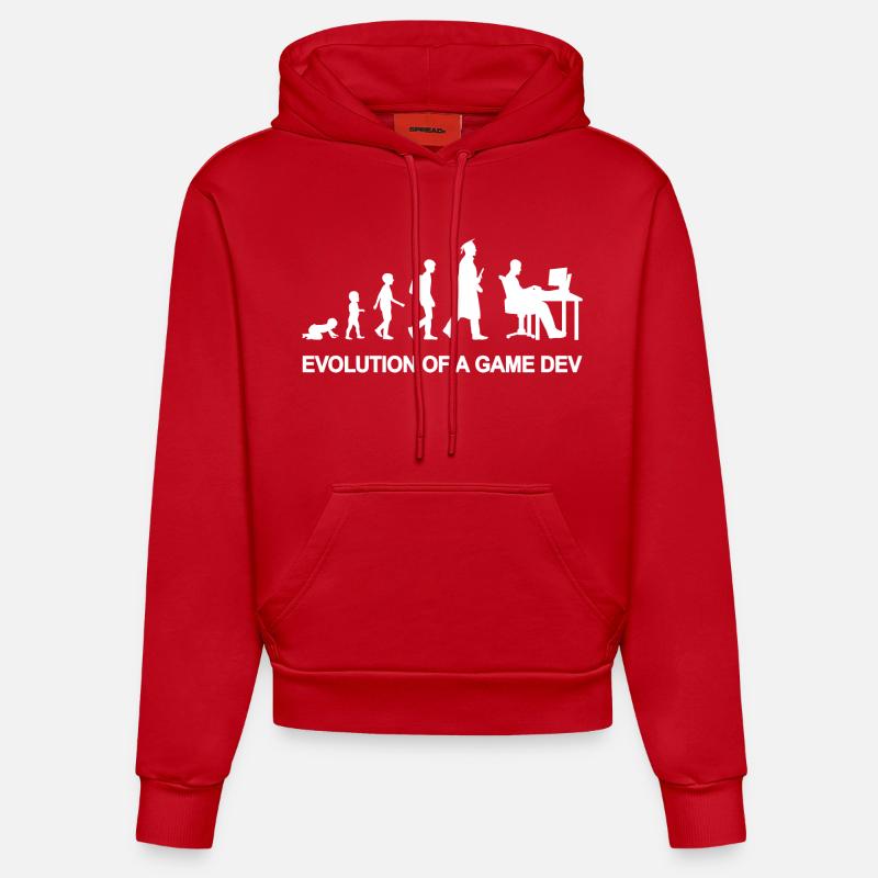 Game Developer Evolution - Organic Fitted Hoodie Made in EU - red
