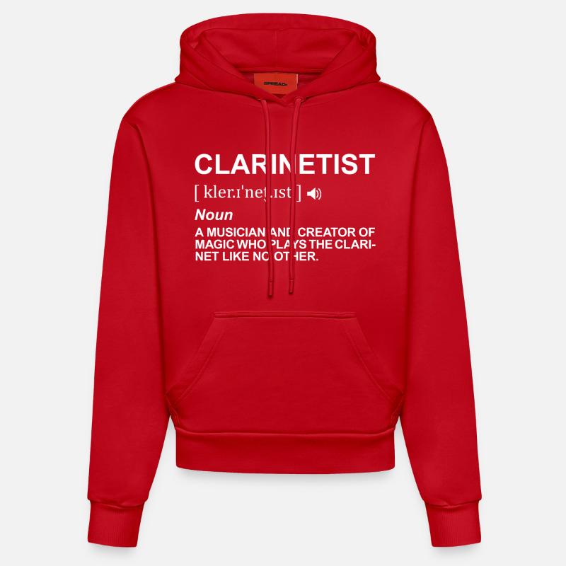Définition du joueur de clarinette - Sweat à capuche bio ajusté fabriqué en UE - rouge