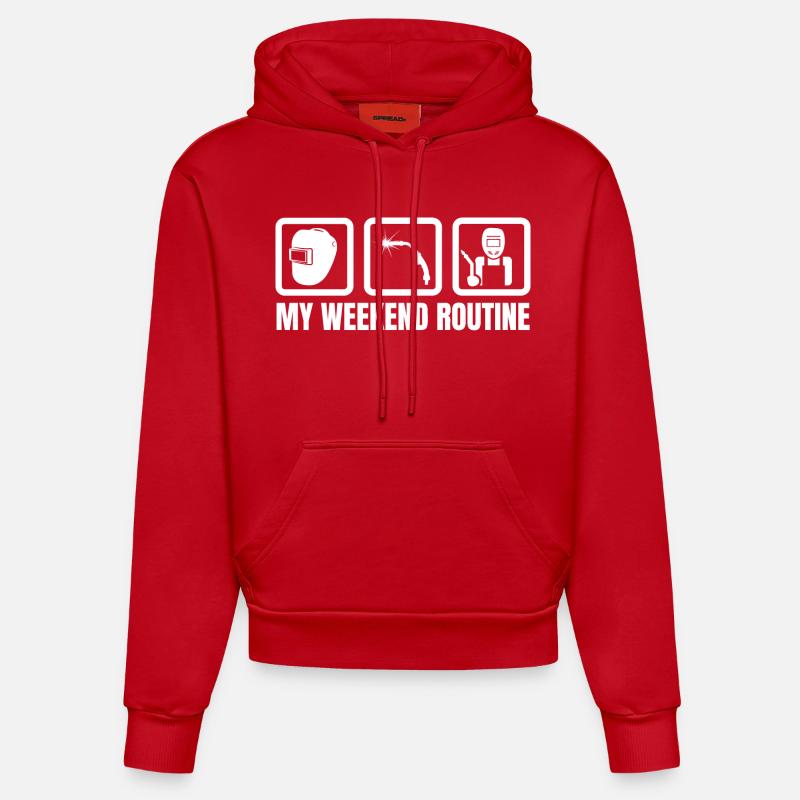Fin de semaine des soudeurs - Sweat à capuche bio ajusté fabriqué en UE - rouge