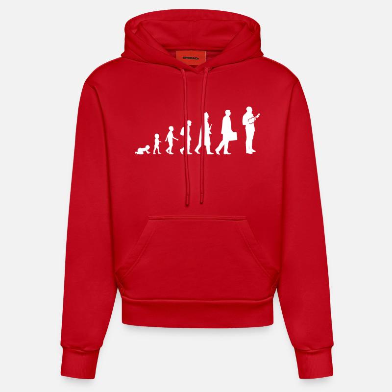 Evolution Ukulélé - Sweat à capuche bio ajusté fabriqué en UE - rouge