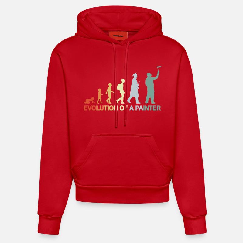 Peintre Varnisher Evolution - Sweat à capuche bio ajusté fabriqué en UE - rouge