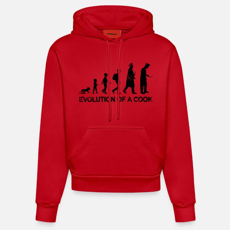 Évolution du chef - Sweat à capuche bio ajusté fabriqué en UE - rouge