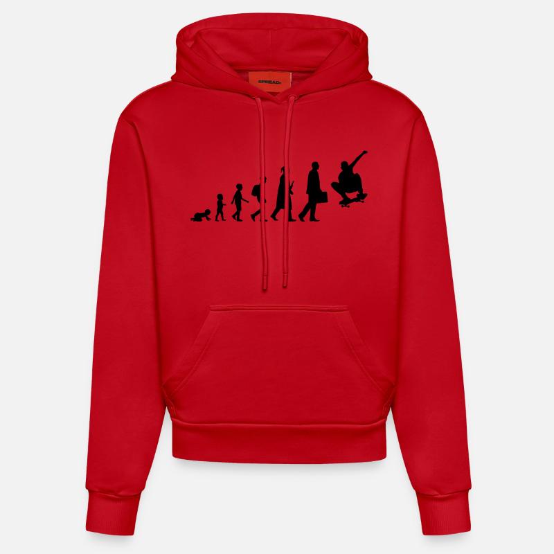Évolution du skateur - Sweat à capuche bio ajusté fabriqué en UE - rouge