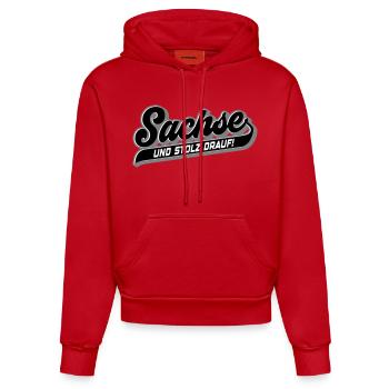 Sachse und Stolz drauf | Farben änderbar - Organic Fitted Hoodie Made in EU - Rot - Vorne