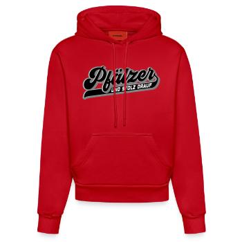 Pfälzer und Stolz drauf | Farben änderbar - Organic Fitted Hoodie Made in EU - Rot - Vorne