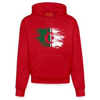 Algerien Flagge used - Organic Fitted Hoodie Made in EU - Rot - Vorne