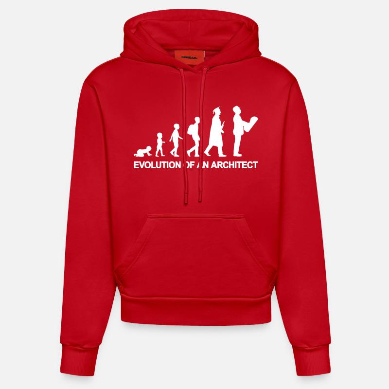 De l’enfant à l’architecte - Sweat à capuche bio ajusté fabriqué en UE - rouge