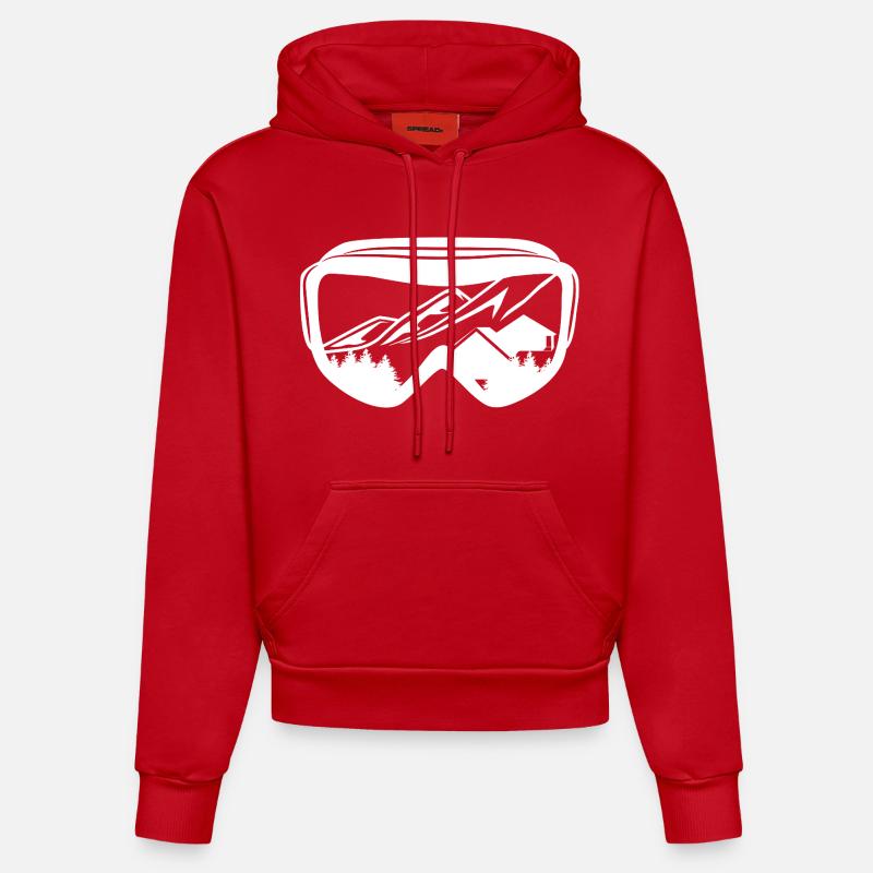 Lunettes de snowboard - Sweat à capuche bio ajusté fabriqué en UE - rouge