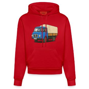Plateau Est - Sweat à capuche bio ajusté fabriqué en UE - rouge - Devant